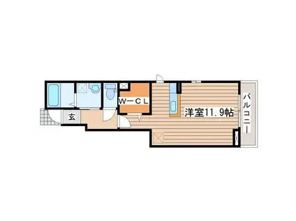 ル・シェル エトワーレ II(ワンルーム/1階)の間取り写真