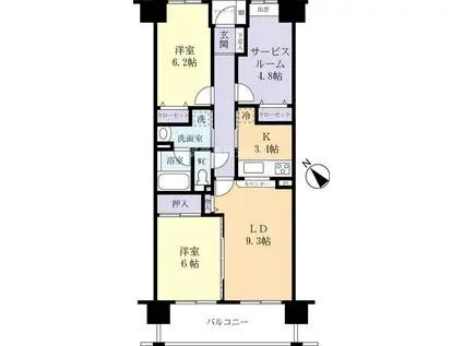 ハーモニータウン新取手弐番館(3LDK/14階)の間取り写真