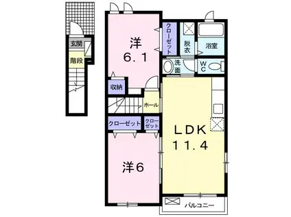 レジデンス ヒヨリ A(2LDK/2階)の間取り写真