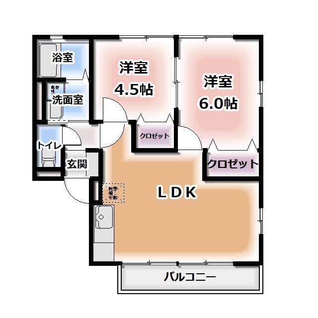 シャルムW(2LDK/1階)の間取り写真