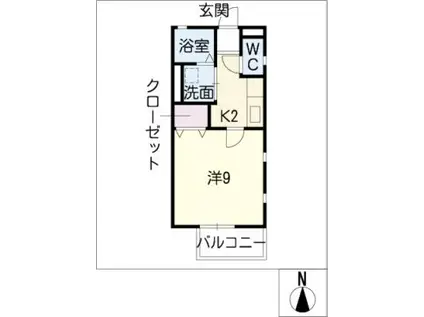 コート・ペニーレイン(1K/1階)の間取り写真