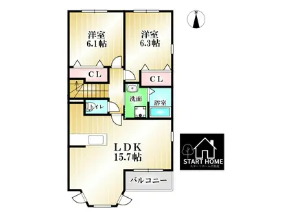 エテルノ C(2LDK/2階)の間取り写真