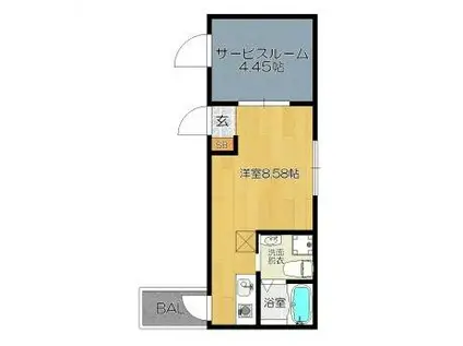 ガレット和白(ワンルーム/3階)の間取り写真