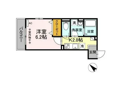 マ・メゾン鵠沼花沢 A(1K/3階)の間取り写真