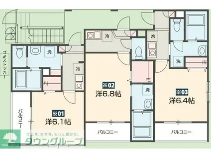 FOREST PARK HILLS(1K/2階)の間取り写真