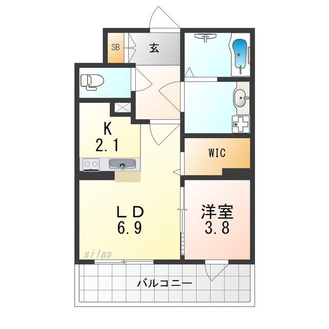 サザンクレスト高師浜(1LDK/5階)の間取り写真