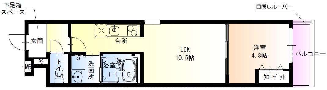 フジパレス森河内東II番館(1LDK/1階)の間取り写真