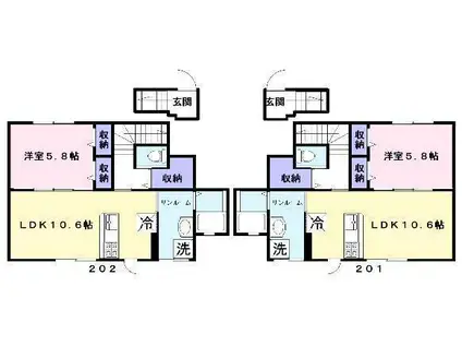 カノン2(1LDK/2階)の間取り写真