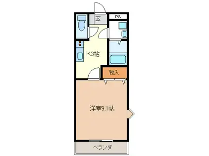 マリンガーデン(1K/2階)の間取り写真