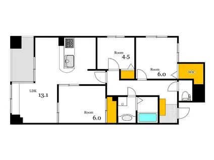 ライオンズマンション上幟シティ(3LDK/6階)の間取り写真
