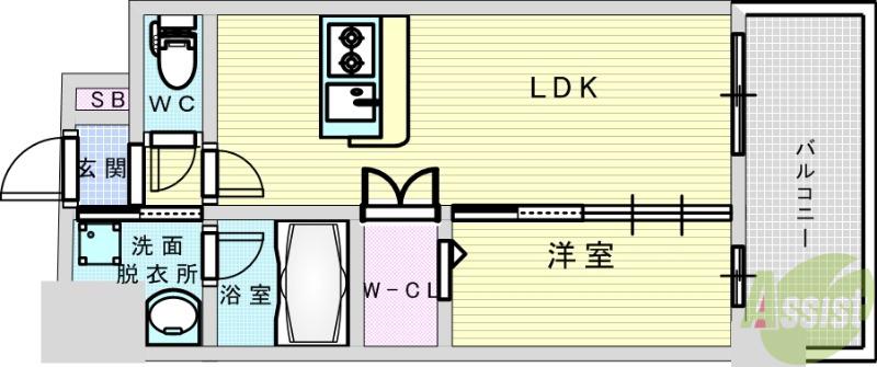 ブランシエスタ南吹田パークサイド(1LDK/4階)の間取り写真