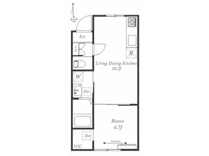 KUKKA綱島(1LDK/1階)の間取り写真