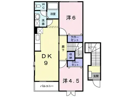 アトラクティブスペースI(2DK/2階)の間取り写真