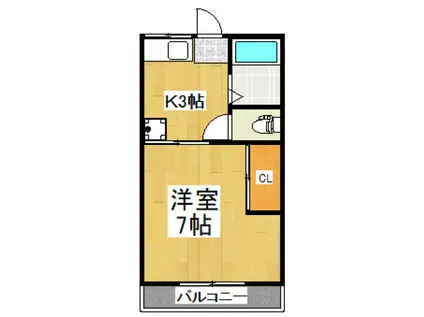 藤ハイツ(1K/2階)の間取り写真