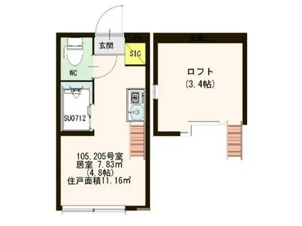 ハーモニーテラス高円寺南II(ワンルーム/1階)の間取り写真