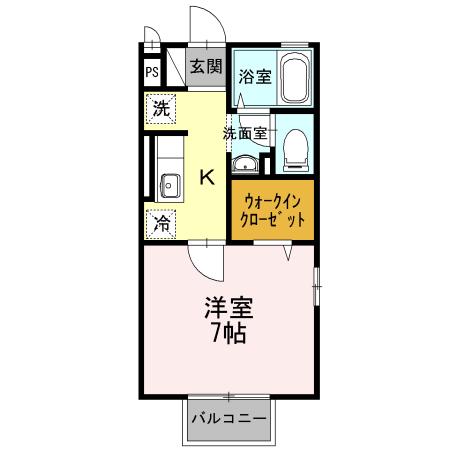 MANOCASTELLOC棟(1K/2階)の間取り写真