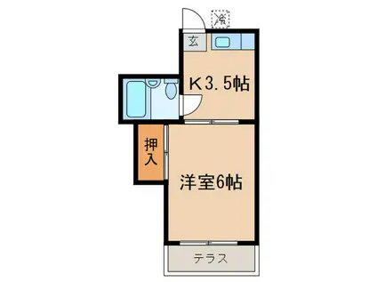 コーポ峰(1K/1階)の間取り写真