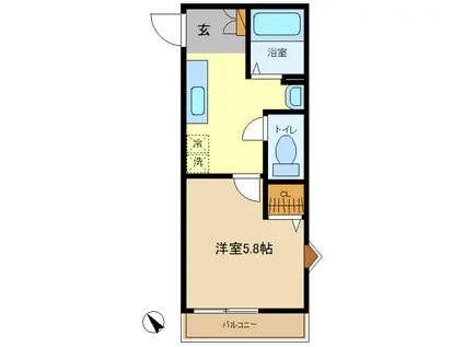 MELLAS大袋(1K/3階)の間取り写真