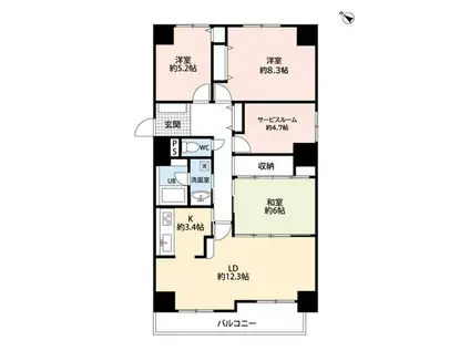 カルム琴似(4LDK/8階)の間取り写真