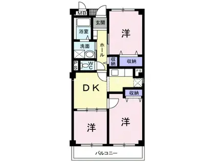 グローリアス・ヒル(3DK/2階)の間取り写真