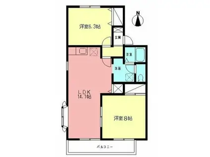 エスコートハイツF(2LDK/1階)の間取り写真