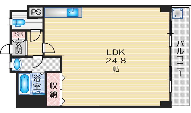 第1田中マンション(ワンルーム/6階)の間取り写真