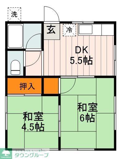 さつき荘(2DK/2階)の間取り写真