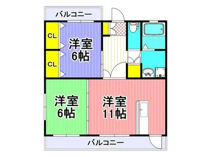 ライフパークA棟(2LDK/2階)の間取り写真