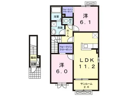 シャイニング(2LDK/2階)の間取り写真