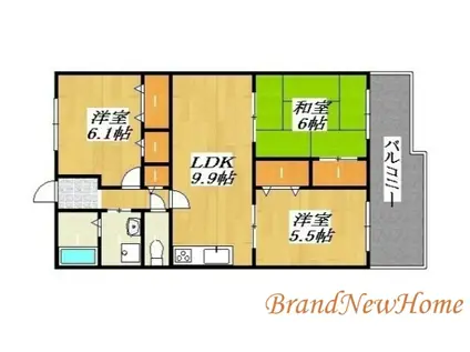 パンリーヴル(3DK/7階)の間取り写真