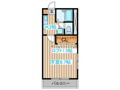 ノーブルカーサ稲船(1K/2階)の間取り写真