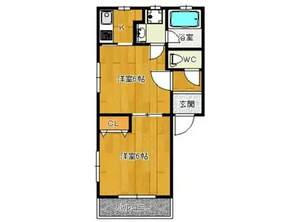 コンフォートベネフィス姪浜Ⅱ(2K/1階)の間取り写真