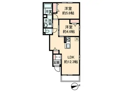 ROSE COURT C(2LDK/1階)の間取り写真