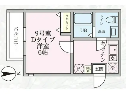 ジョイヒロック(1K/2階)の間取り写真