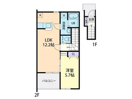 MAISON SOLEIL(1LDK/2階)の間取り写真