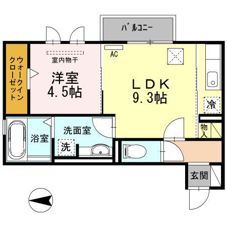 CLE DU BONHEUR3(1LDK/1階)の間取り写真