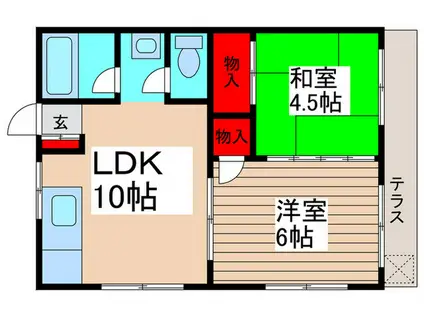 上山コーポ(2LDK/2階)の間取り写真