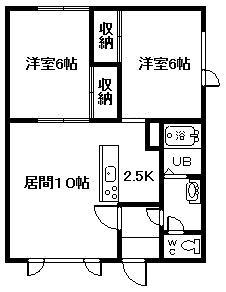 ハイツ来夢来人(2LDK/2階)の間取り写真