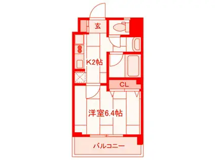 ヴァンヴェール2(1K/1階)の間取り写真