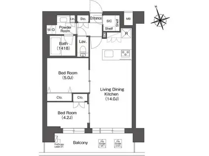 ルーウェ東大泉(2LDK/2階)の間取り写真