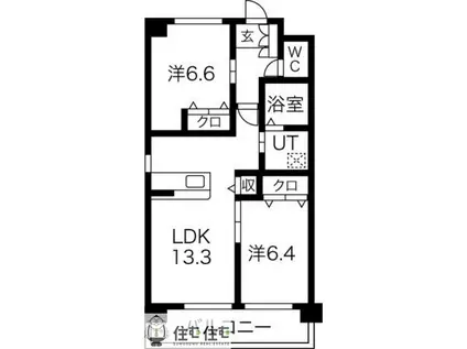 トワエモワ(2LDK/3階)の間取り写真