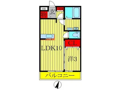 プワールおおたかの森II(1LDK/3階)の間取り写真