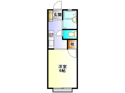 ウッドブリック横山(1K/2階)の間取り写真