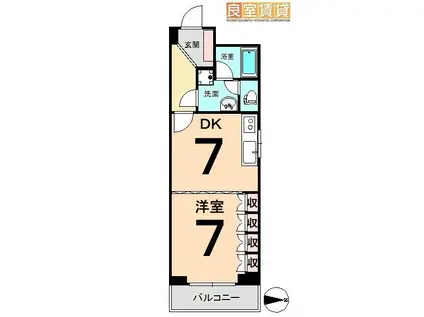 ステューディオ赤門(1DK/7階)の間取り写真