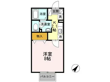 アパルタメント-K(1K/1階)の間取り写真