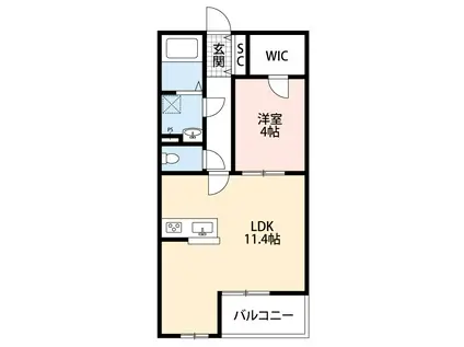 SUCCESS ONE(1LDK/2階)の間取り写真