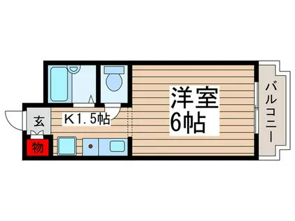 ビューパレー市川(1K/5階)の間取り写真