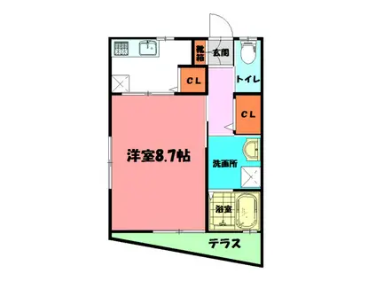 ハイツウエストII(1K/1階)の間取り写真