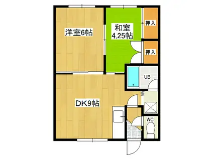 オヴジェ(2DK/1階)の間取り写真