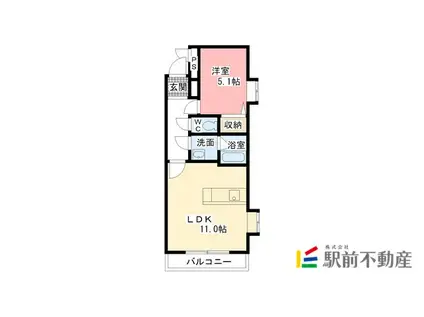 グランフォート江北A(1LDK/2階)の間取り写真